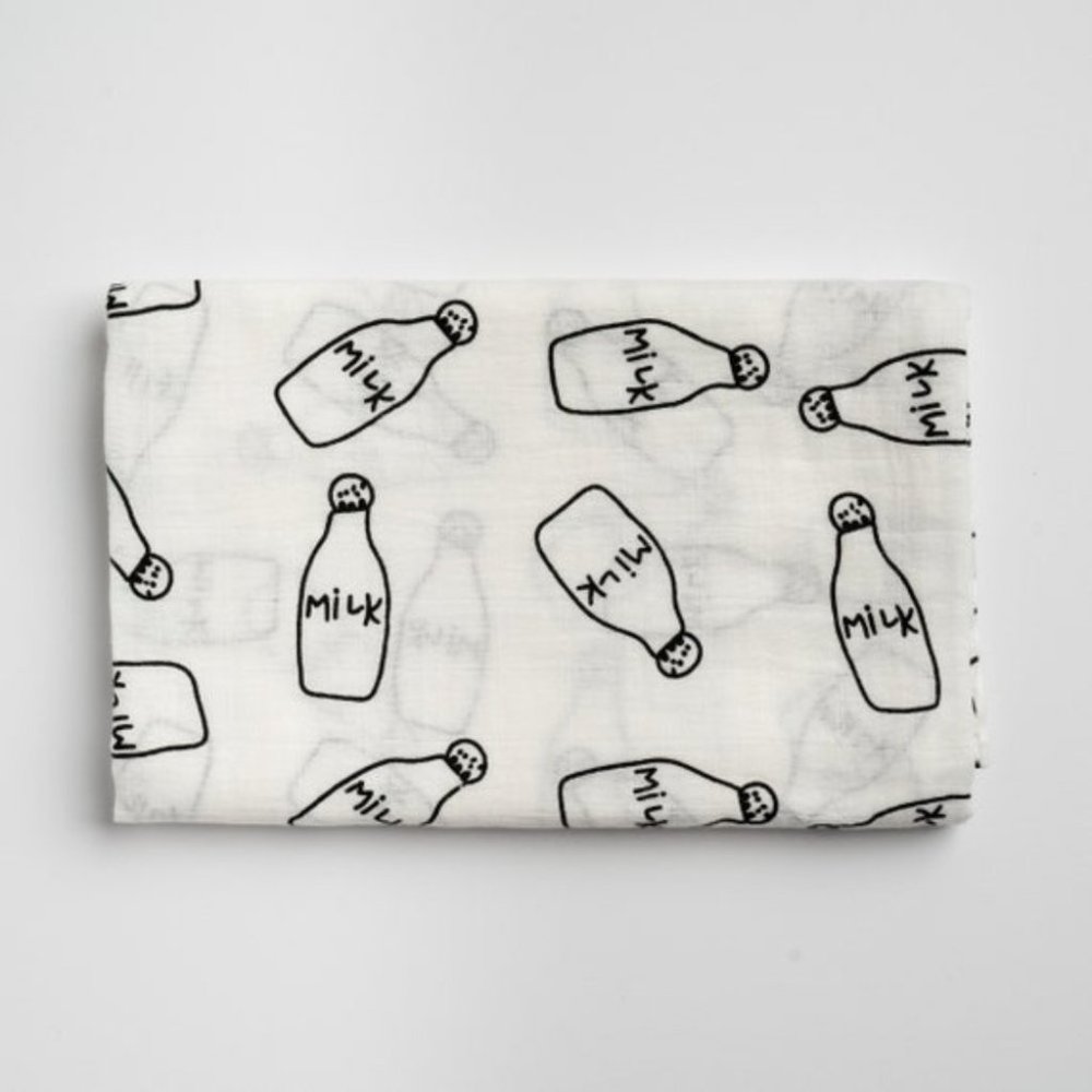 Milk Bottle Swaddle Blanket | Newborn Receiving Blanket | Swaddle Wrap